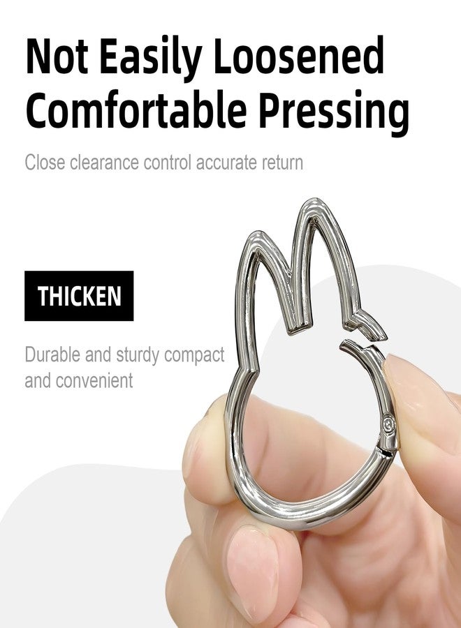 EQUNROY 3 Pcs Cute Carabiner Keychain, Adorable Bunny Shape Alloy Key Ring Clip, 4.5cm Cartoon Style Belt Loop Clip for Backpack Purse Dog Leash Decoration(Silver Gold Black) - Image 2